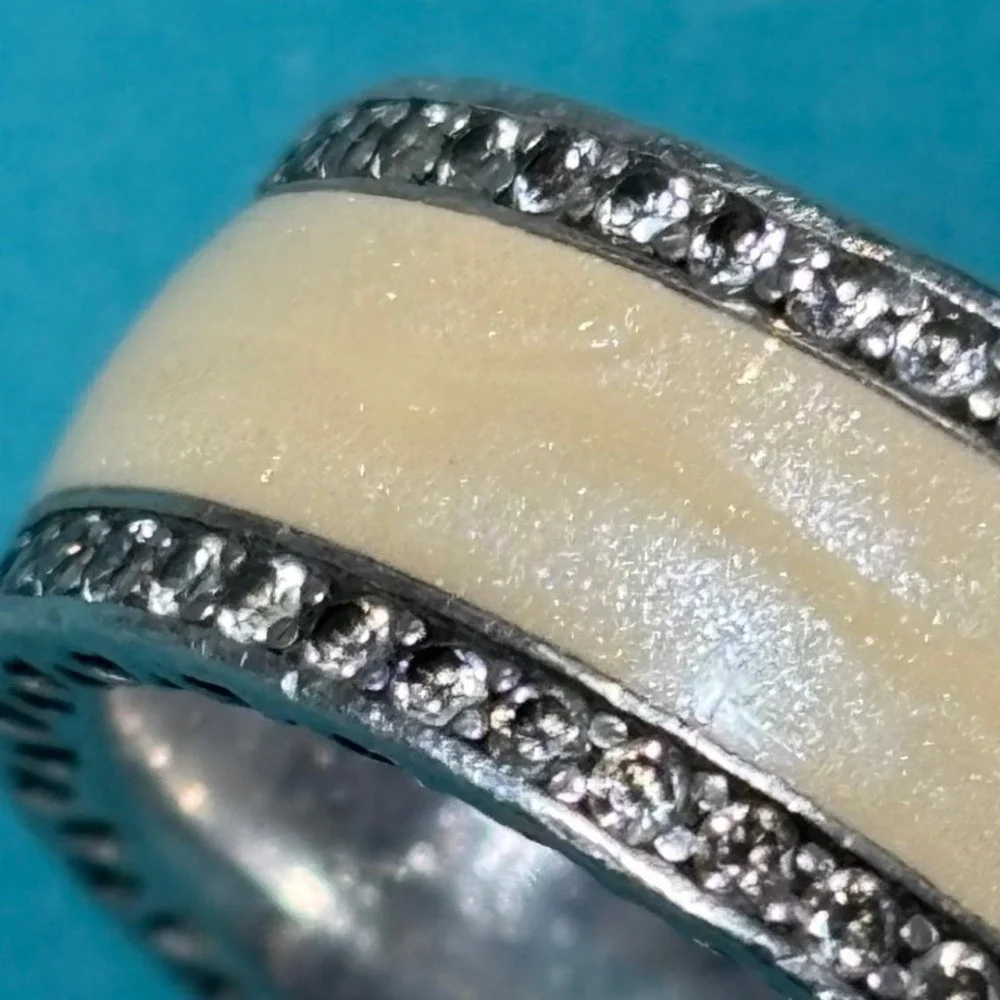 Pandora Radiant Hearts Ring 191011NCB Sterling‎ Silver Enamel CZ Size 7